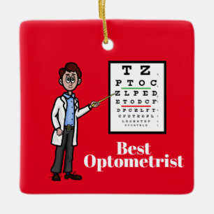 Optometrista masculino con ornamento de organigram