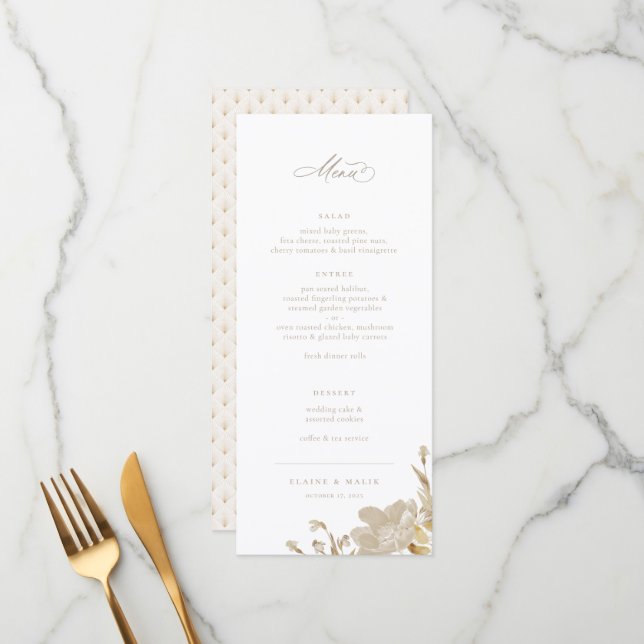 Opulent Gilded Garden Wedding Menu (Anverso/Reverso In Situ)