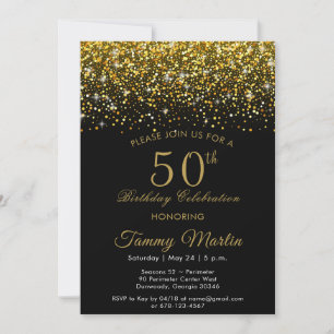 Opulent Gold Confetti Invitación a los 50 años