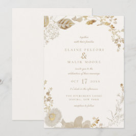 Opulenta Invitación a la Boda de Jardín Dorado