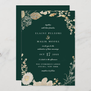 Opulenta Invitación a la Boda de Jardín Dorado