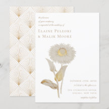 Opulenta Invitación a la Boda Floral Dorada