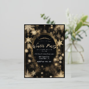 Opulentas invitaciones de vacaciones en negro y Re