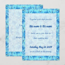 Opulento diseño rosa en invitación turquesa