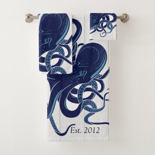 Opulpo azul náutico Madera blanca costera (In situ)