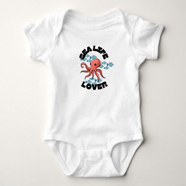 Opulpo de amante de la vida marina Baby Jersey Bod (Anverso)