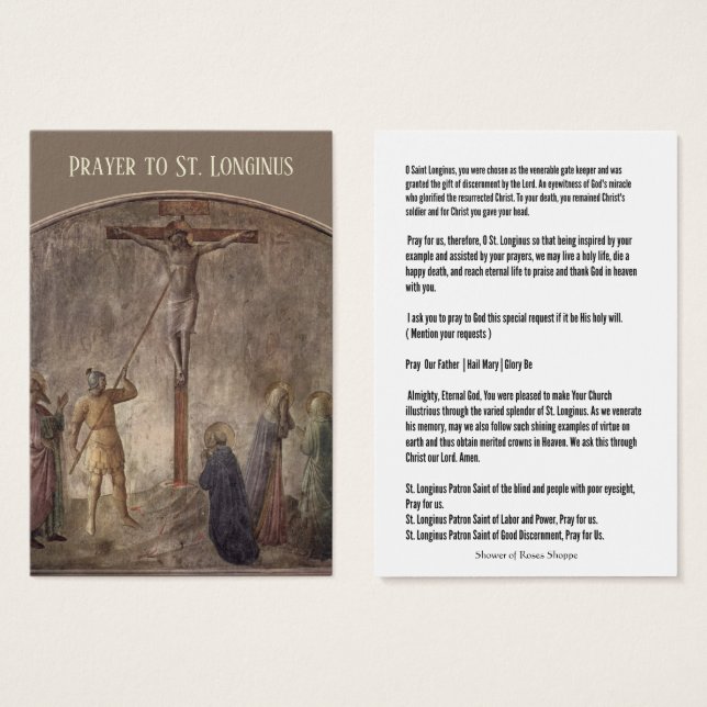 Oración a San Longino - Centurión en Crucifixión (Anverso y reverso)