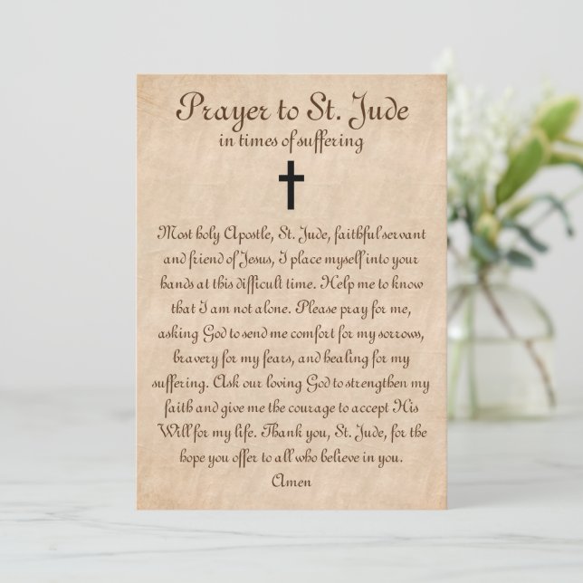 Oración a St Jude por tarjeta plana de sanación y  (Anverso de pie)