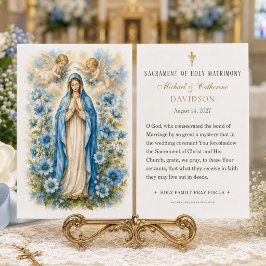 Oración católica de boda floral azul de María