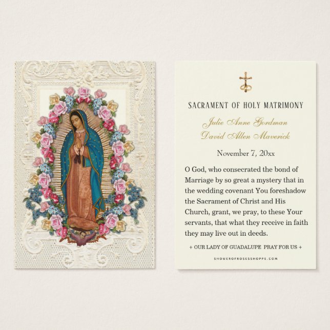Oración católica de boda Guadalupe (Anverso y reverso)