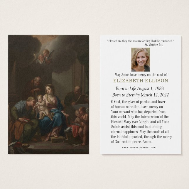 Oración conmemorativa de la Santa Familia (Anverso y reverso)