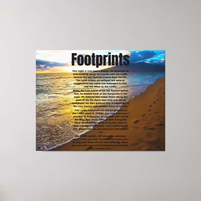 Oración de Huella Poema bíblico Arte de tela (Anverso)