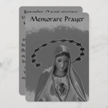 Oración de memoria a la tarjeta plana Virgin Mary