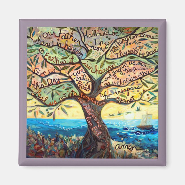 Oración de nuestro padre en un imán cuadrado de ár (Frente)