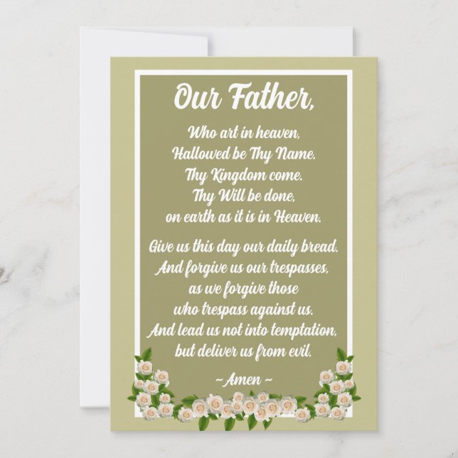 Oración de nuestro padre Matthew 6:9-13 Tarjeta de (Anverso)
