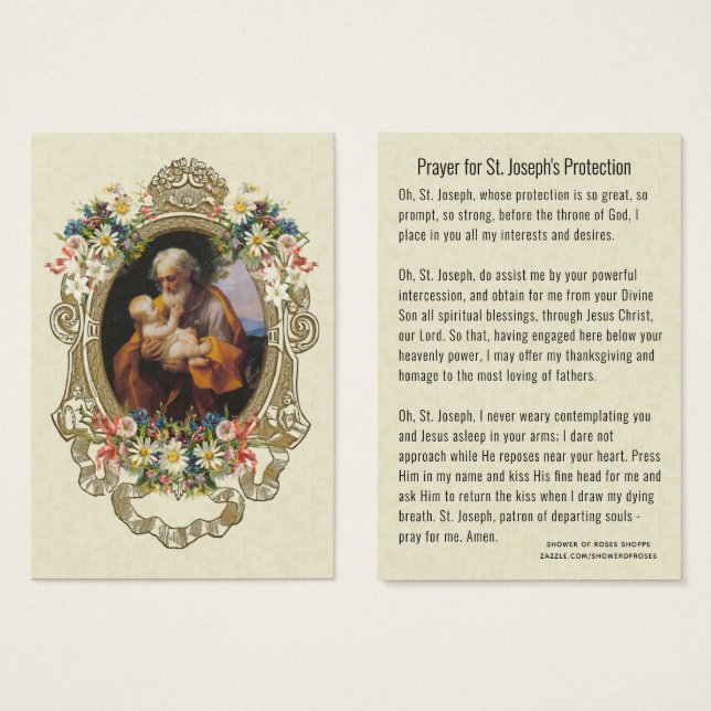 Oración de protección católica San José Jesús (Anverso y reverso)