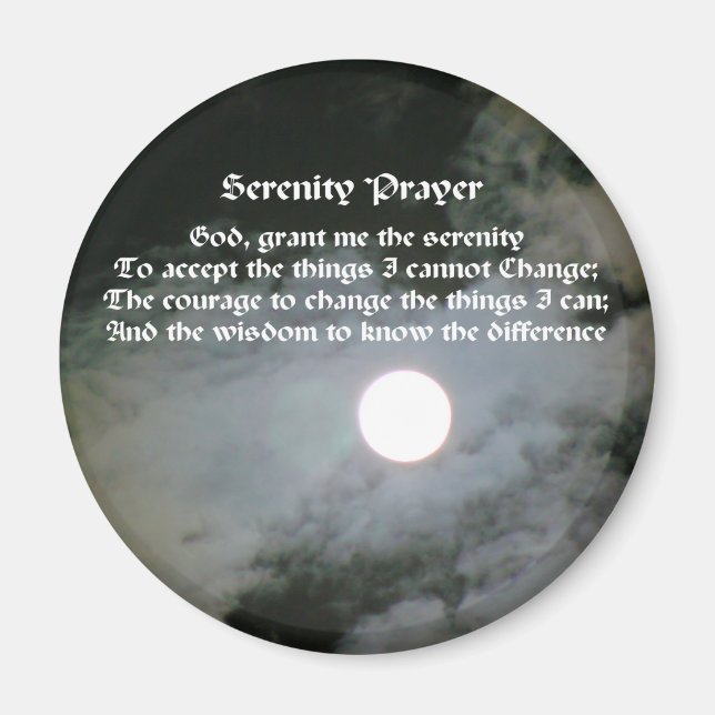 Oración de serenidad Imán Inspirador de Luna Llena (Frente)
