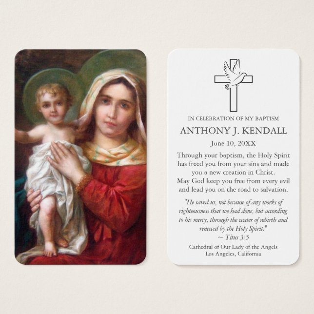 Oración del bautismo | Madonna y niño (Anverso y reverso)