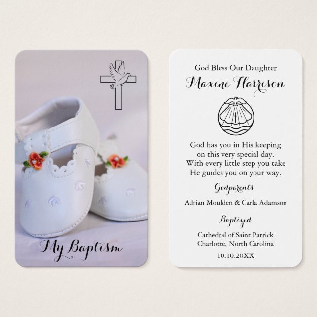 Oración del bautismo | Zapatos pequeños (Anverso y reverso)