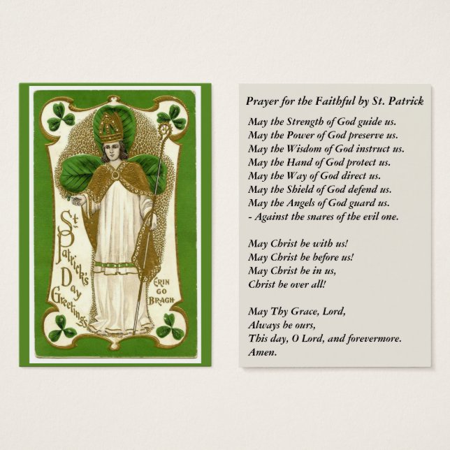 Oración del obispo St. Patrick Shamrock (Anverso y reverso)