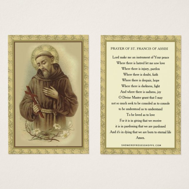 ORACIÓN DEL SANTO FRANCISCO DE ASÍS RELIGIOSO SACE (Anverso y reverso)
