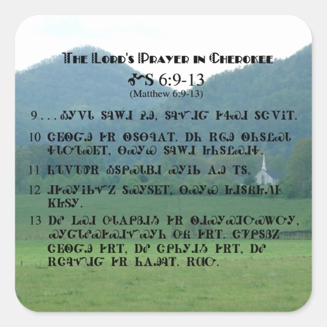 Oración del Señor en el Pegatina de Cherokee (Anverso)