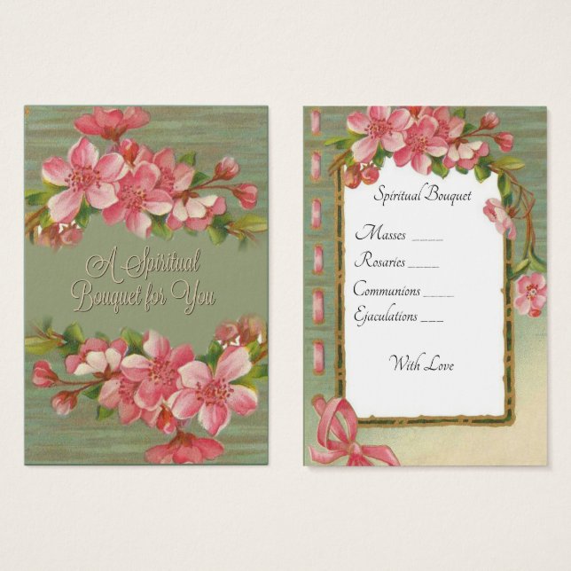 Oración espiritual de Bouquet que ofrece la tarjet (Anverso y reverso)