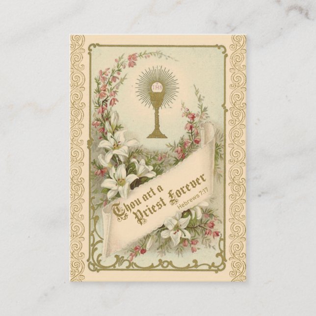 Oración para sacerdotes por la Sagrada Tarjeta San (Anverso)