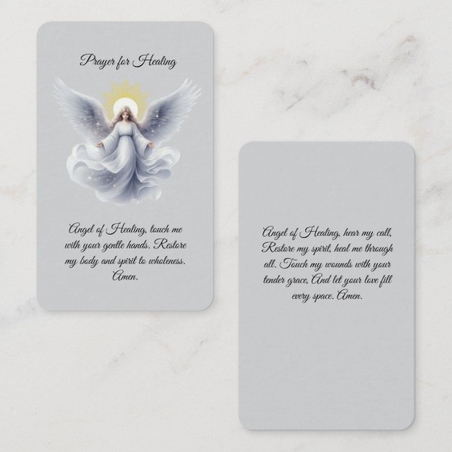 Oración por tarjeta de oración de ángel curador (Anverso / Reverso)