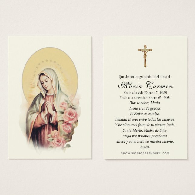 Oración religiosa conmemorativa de la Virgen María (Anverso y reverso)