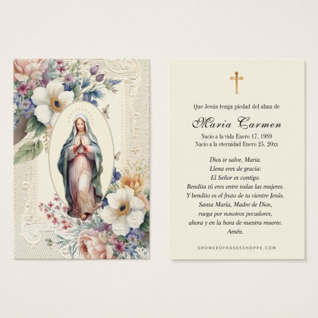 Oración religiosa conmemorativa de la Virgen María (Anverso y reverso)