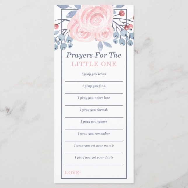 Oraciones para bebé, Baby Shower, azul, rosa (Anverso)
