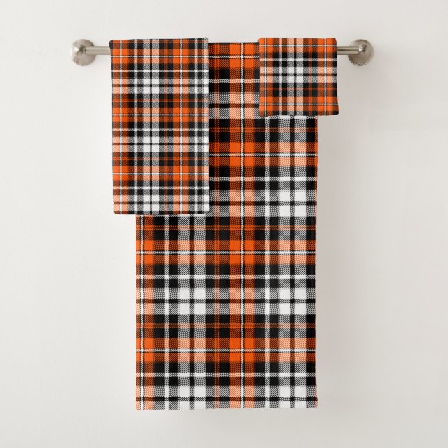 Orange Black White Plaid Tartan Pattern Design  (In situ)