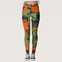 Orange camouflage leggings