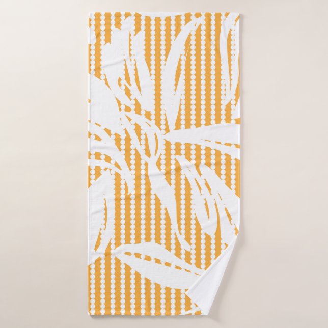 Orange Floral seamless pattern with striped backgr (Toalla de baño)