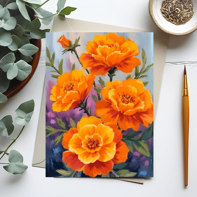 Orange Marigolds | October Flower Watercolor Card (Subido por el creador)