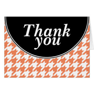 Orange Personalized Houndstooth Thank You cards