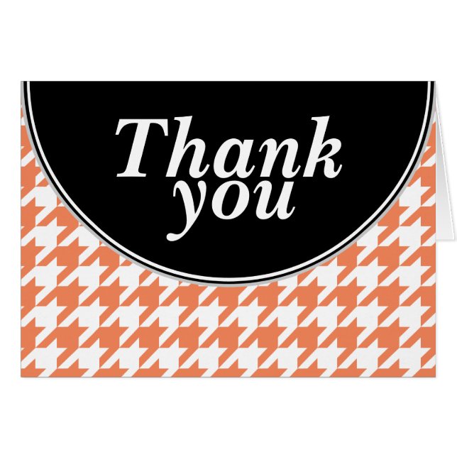 Orange Personalized Houndstooth Thank You cards (Anverso (Horizontal))