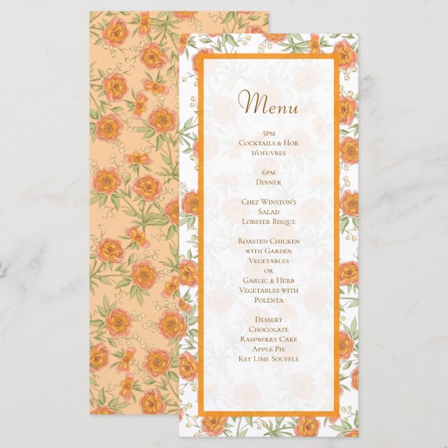 Orange Rose Wedding Menus (Anverso / Reverso)
