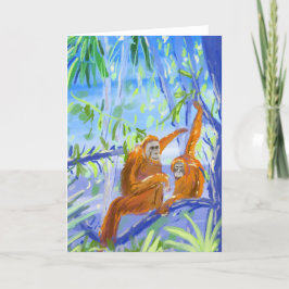 Orangutanes de la tarjeta del arte el tintóreo de