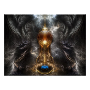 Orb De Arte Fractal Claro Poster Perfecto