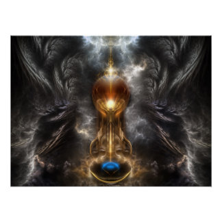 Orb De Arte Fractal Claro Poster Perfecto