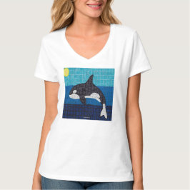 Orca (blanco) - camiseta de cuello en V para mujer