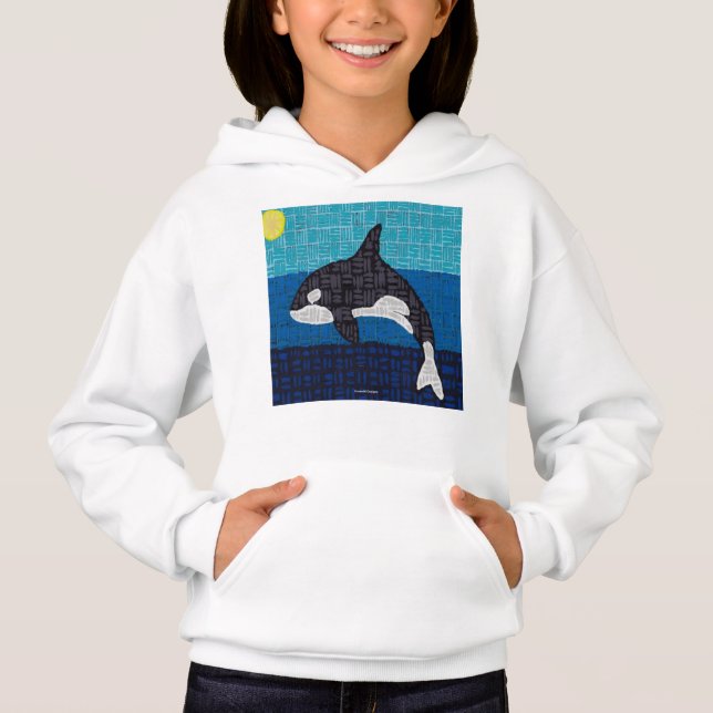 Orca (blanco) - Sudadera con capucha para niñas (Anverso)