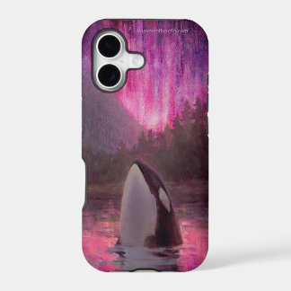 Orca de la orca y aurora boreal rosada/magenta