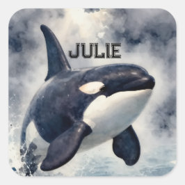 Orca Olas tormentosas, Pegatina cuadrada personali