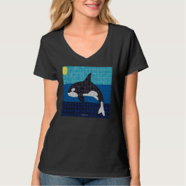 Orca (vívido) - Camiseta de cuello en V para mujer