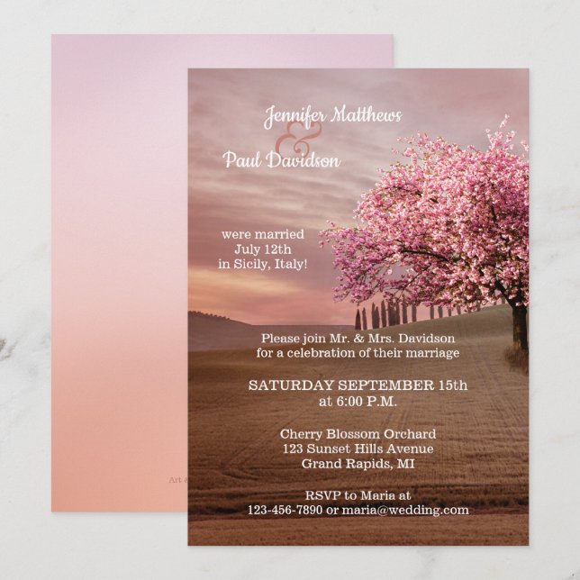 Orchard de flores de cerezo tras invitación de mat (Anverso / Reverso)