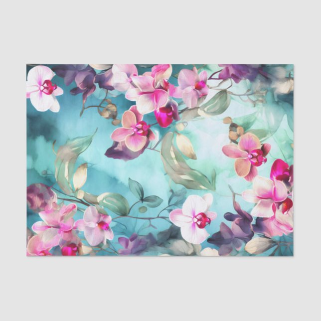 ORCHIDS bello papel de descomposición floral (Anverso)