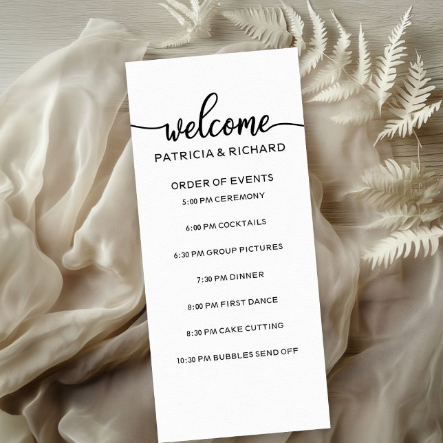 Orden de Eventos de Boda Chic Blanco y Negro (Subido por el creador)